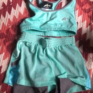 kids mint green workout set